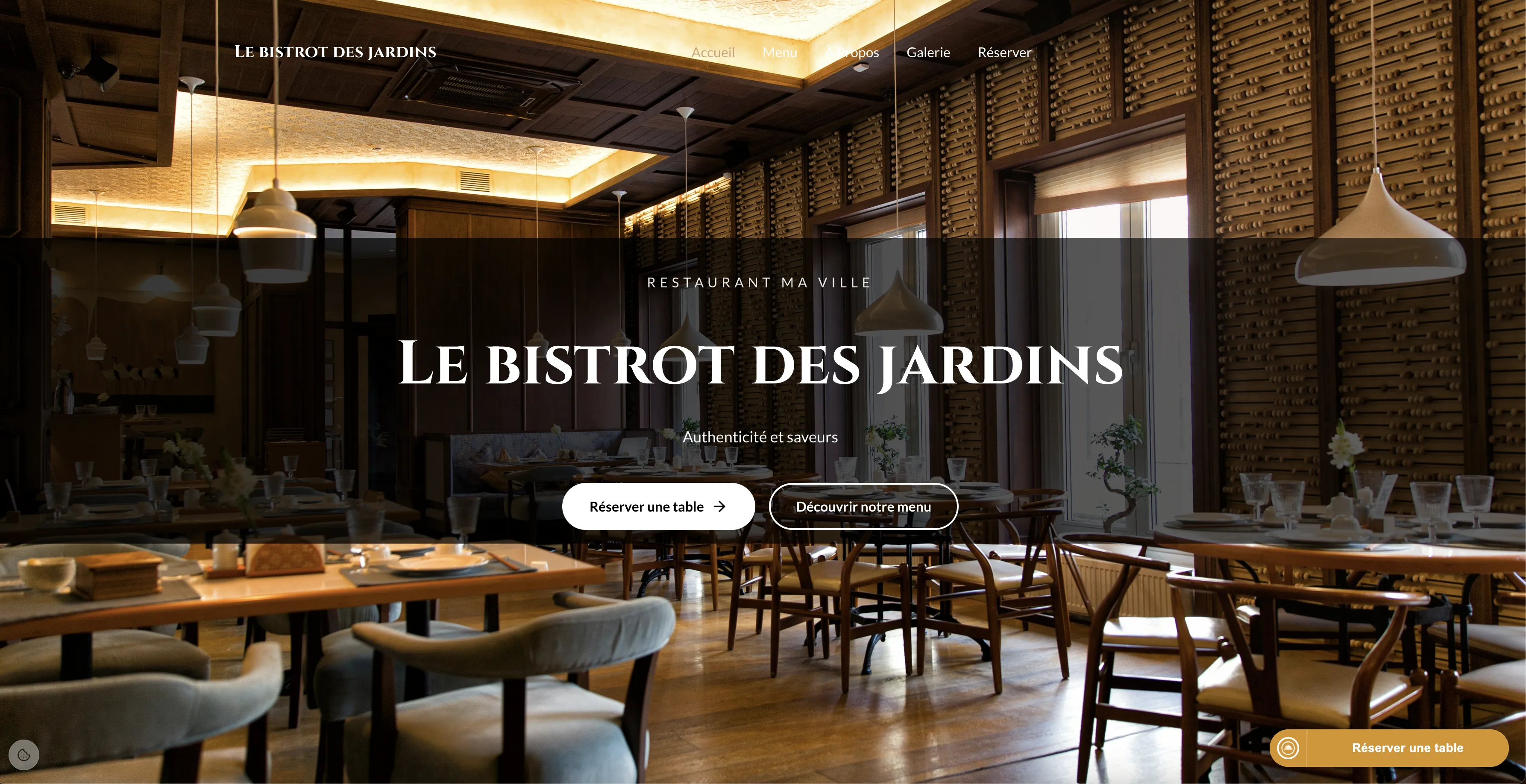 Exemple de site web restaurant - Le Bistrot des Jardins