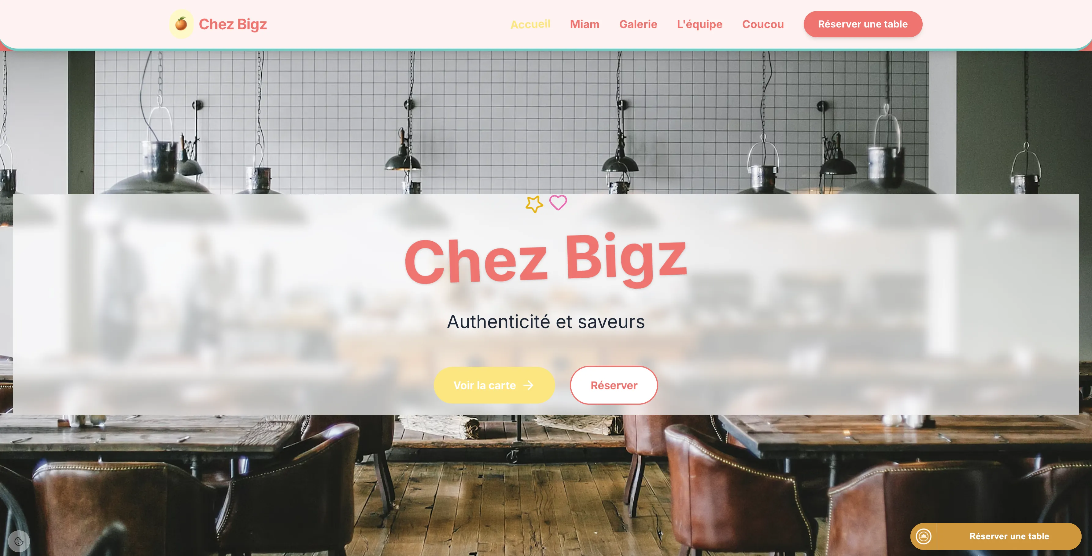 Exemple de site web restaurant - Chez Bigz