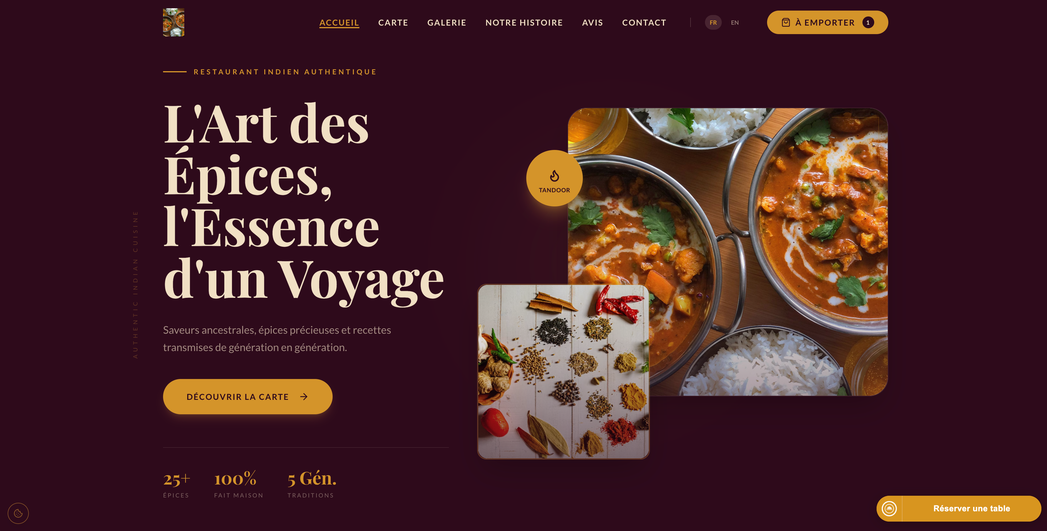Exemple de site web restaurant - Délices du Kashmir