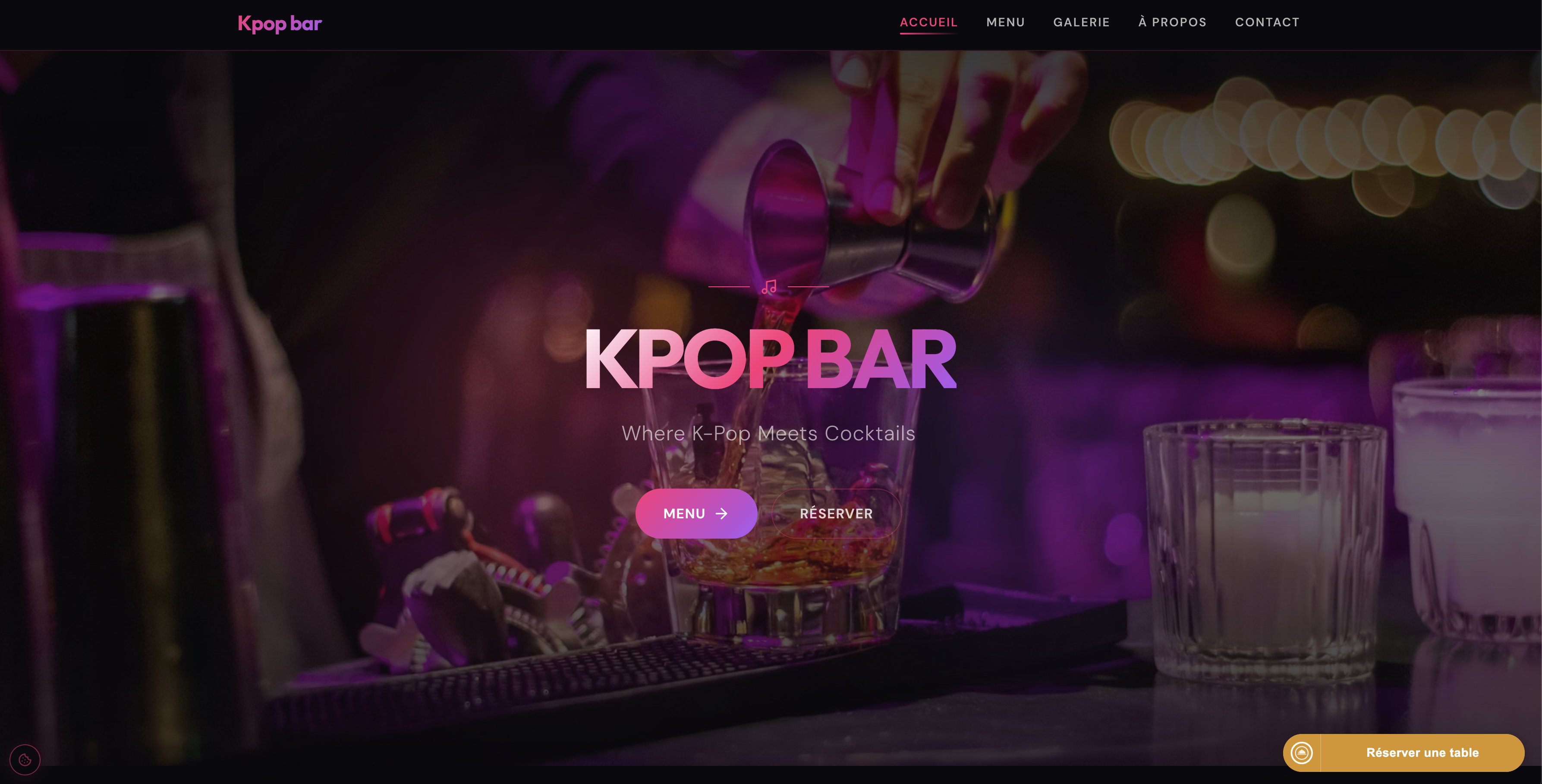 Exemple de site web restaurant - Kpop Bar